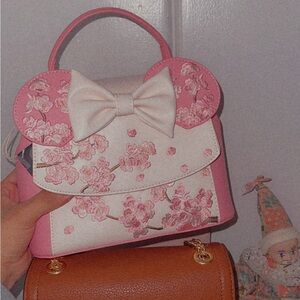 Pink and White Floral Women's Bag